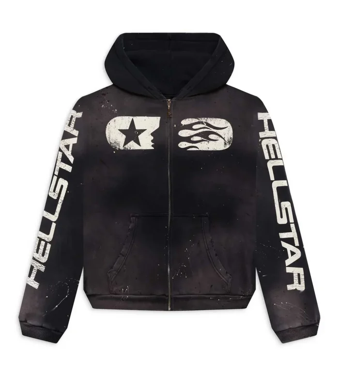 Hellstar Studios Zip Up Hoodie Black - Image 1
