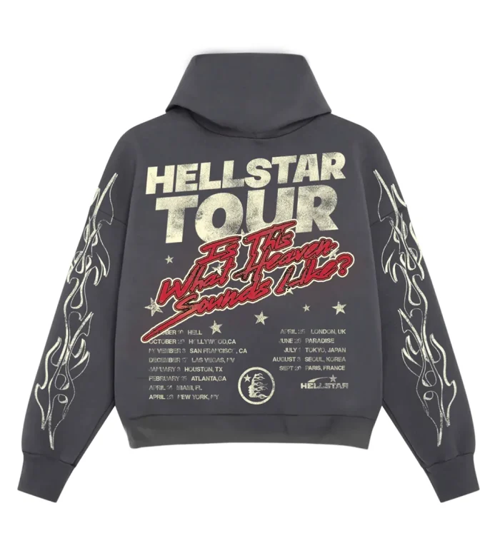 Hellstar Studios Records Tour Hoodie Faded Black - Image 1