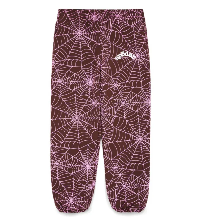 Sp5der AOP Sweatpants Brown/Pink - Image 1