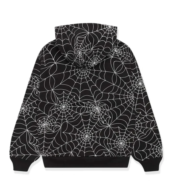 Sp5der Embroidered AOP Hoodie Black - Image 2