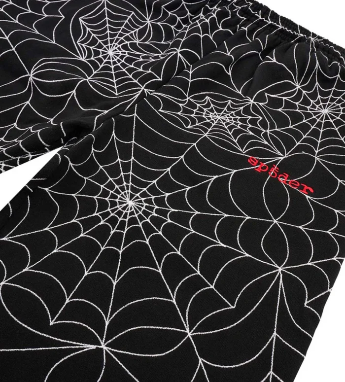Sp5der Embroidered AOP Sweatpants Black - Image 3