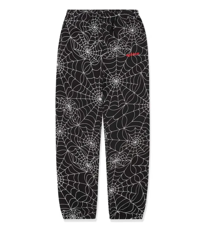 Sp5der Embroidered AOP Sweatpants Black - Image 2