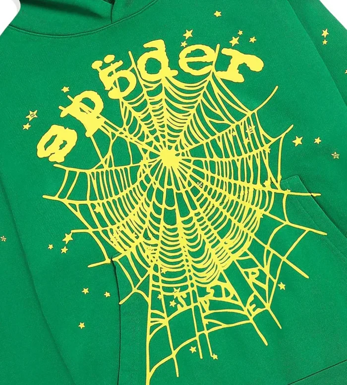 Sp5der Star OG Web v2 Hoodie Green - Image 3
