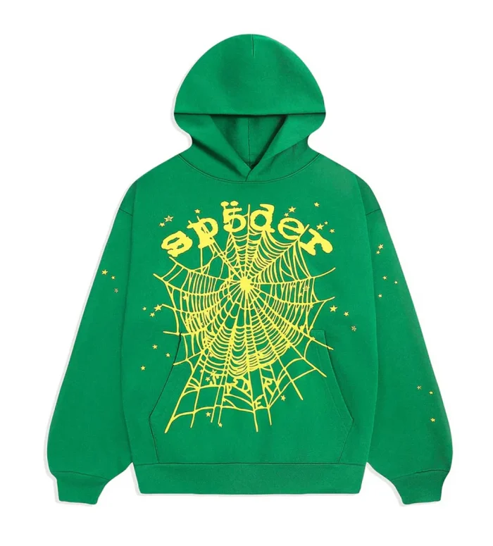 Sp5der Star OG Web v2 Hoodie Green - Image 1