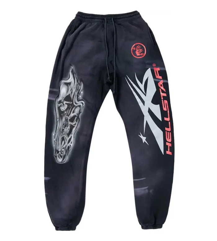 Hellstar Airbrushed Skull Sweatpants Black - Image 1