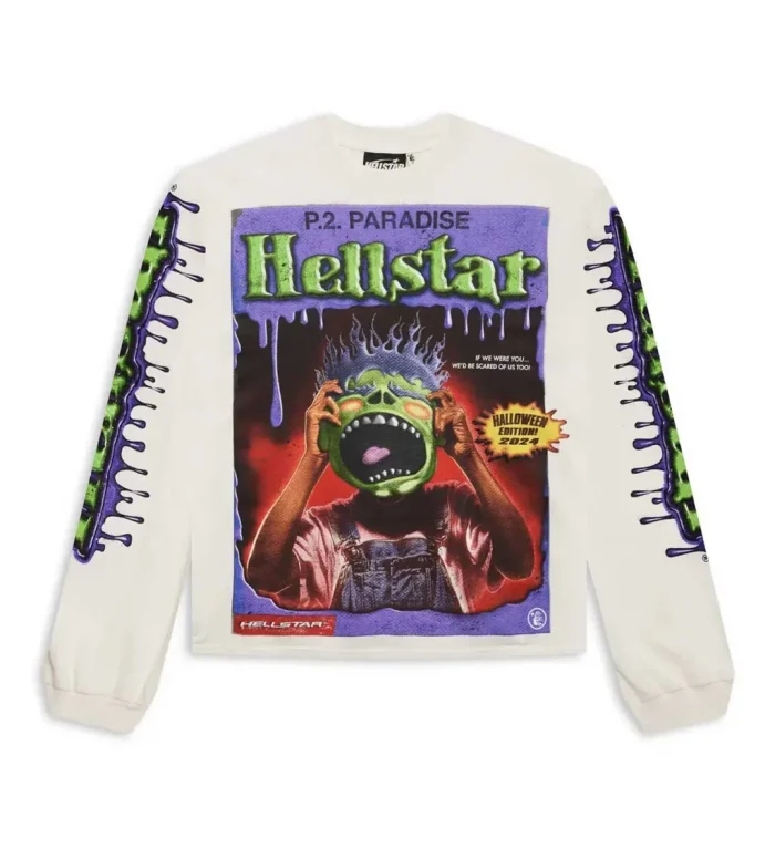 Hellstar Halloween Horror Book L/S Tee White - Image 1