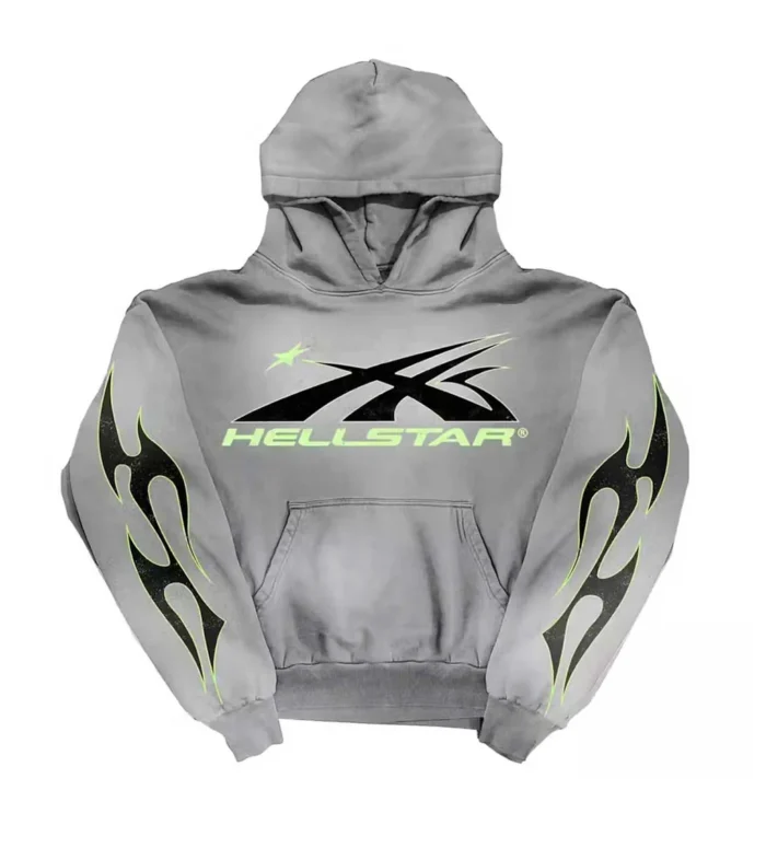 Hellstar Sport Logo Hoodie Faded Grey - Image 1