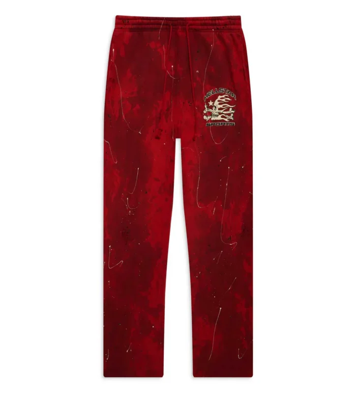 Hellstar Sports Red Tye-Dye Skull Sweatpants - Image 1