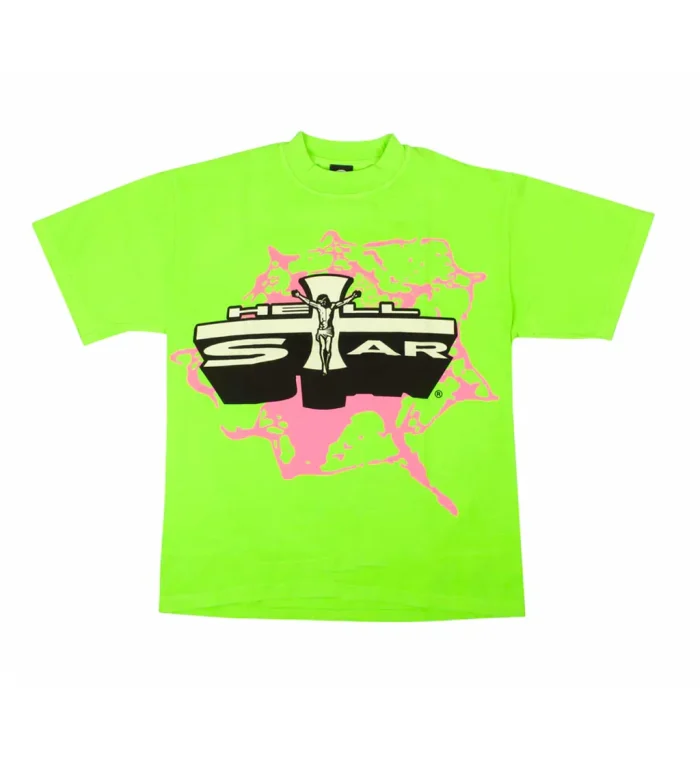 Hellstar Studios Jesus Emblem Lime Neon Green Tee - Image 1