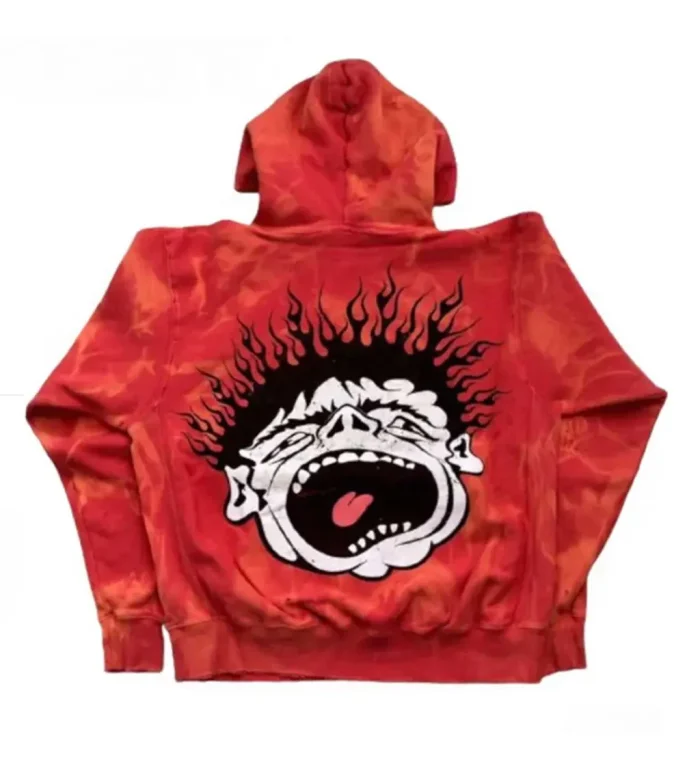 Hellstar *Unreleased* Records Tie Dye Red Hoodie - Image 3