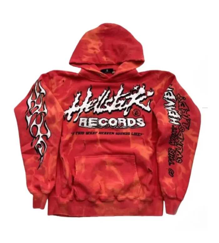 Hellstar *Unreleased* Records Tie Dye Red Hoodie - Image 1