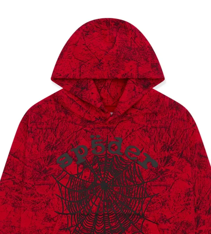 Sp5der OG Tree Camo Hoodie Red - Image 3