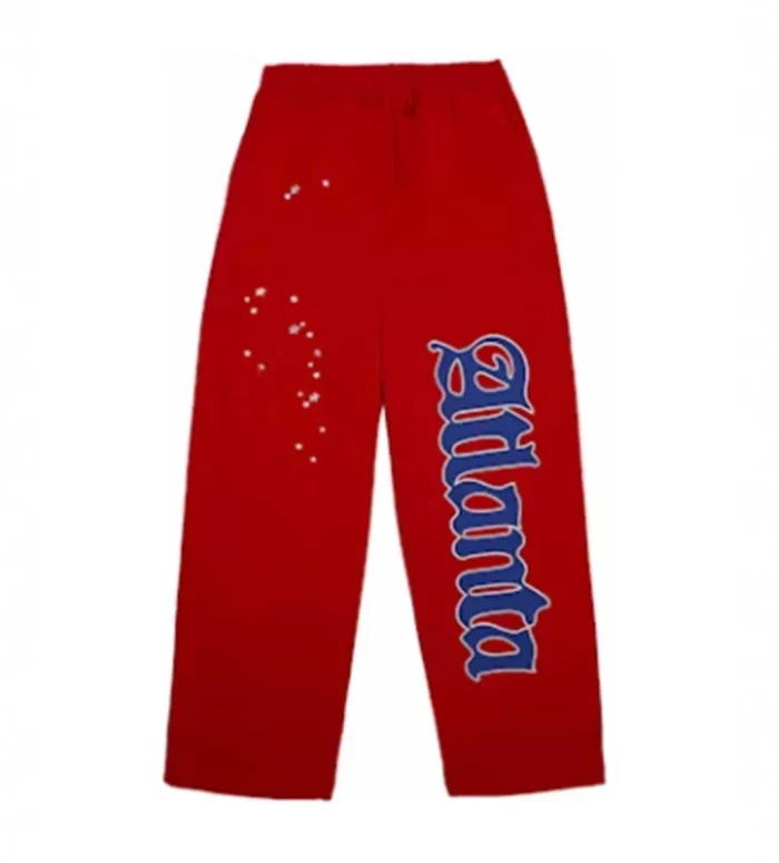 Sp5der Red Atlanta Open Leg Sweatpants - Image 1