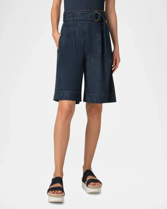 Fioretta Belted Sailor Denim Bermuda Shorts - Image 2