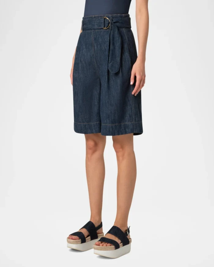 Fioretta Belted Sailor Denim Bermuda Shorts - Image 3