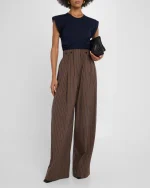 Emmett Pinstripe Wide-Leg Pants - Image 2