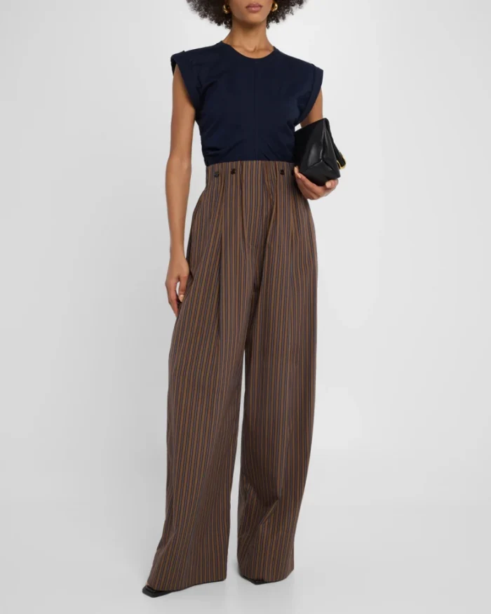 Emmett Pinstripe Wide-Leg Pants - Image 2