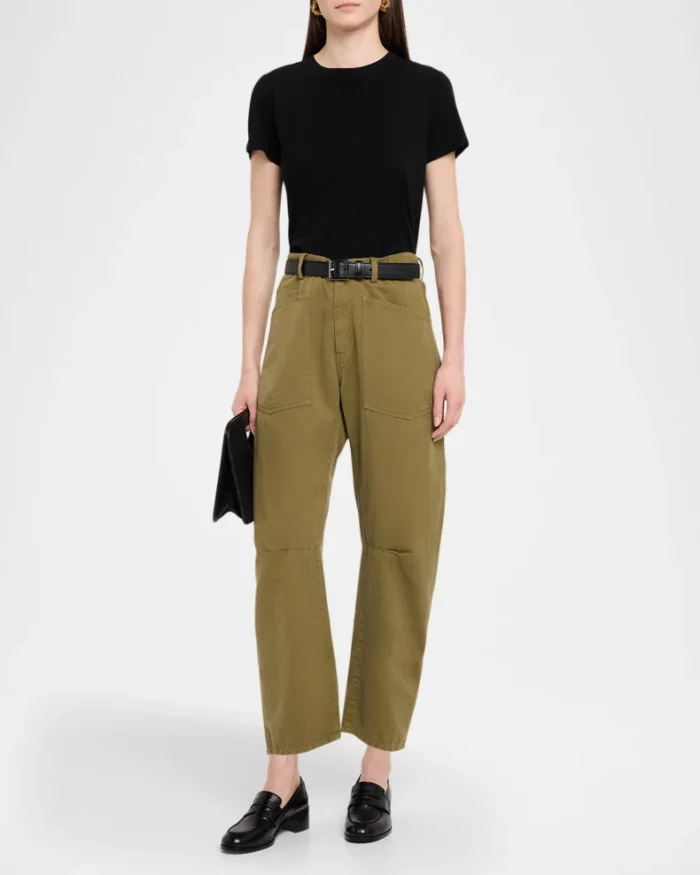 Shon Olive Green Barrel-Leg Ankle Pants - Image 2