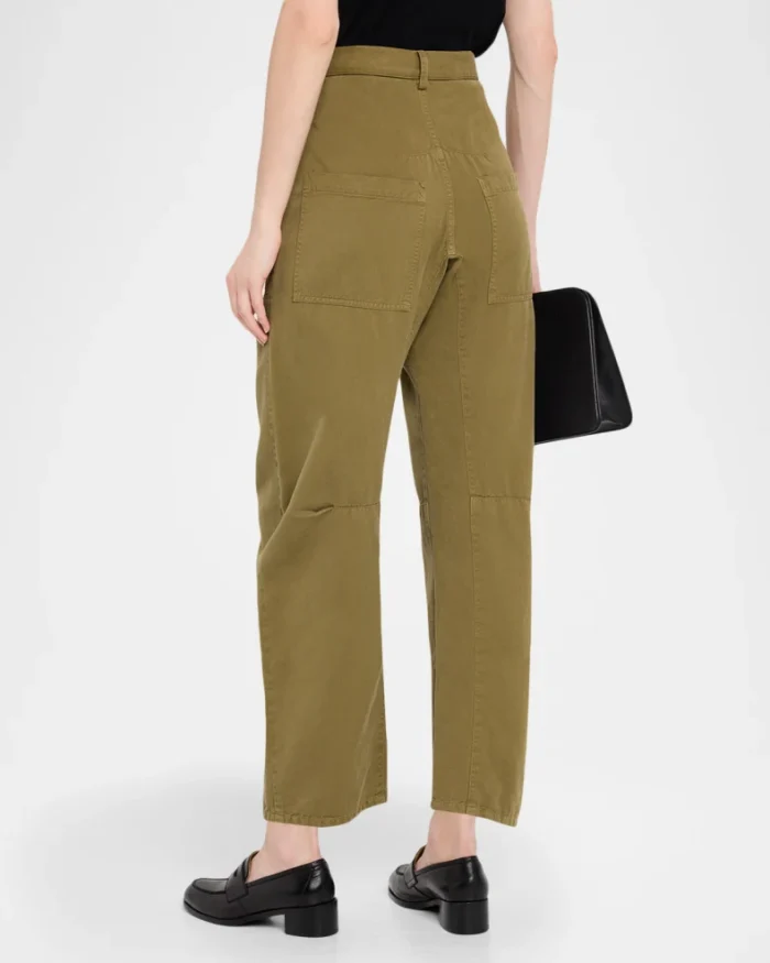 Shon Olive Green Barrel-Leg Ankle Pants - Image 3
