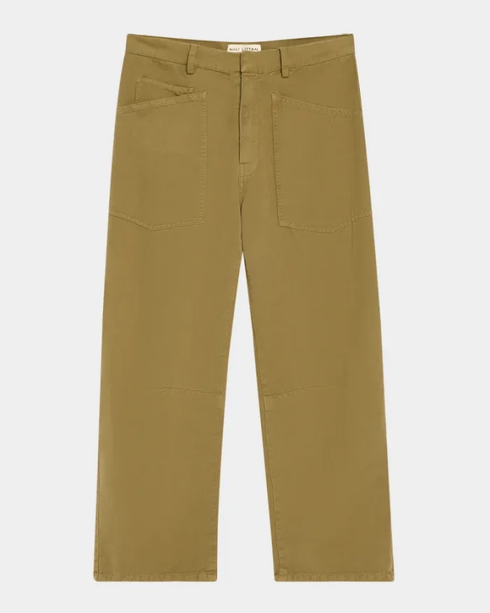 Shon Olive Green Barrel-Leg Ankle Pants - Image 1