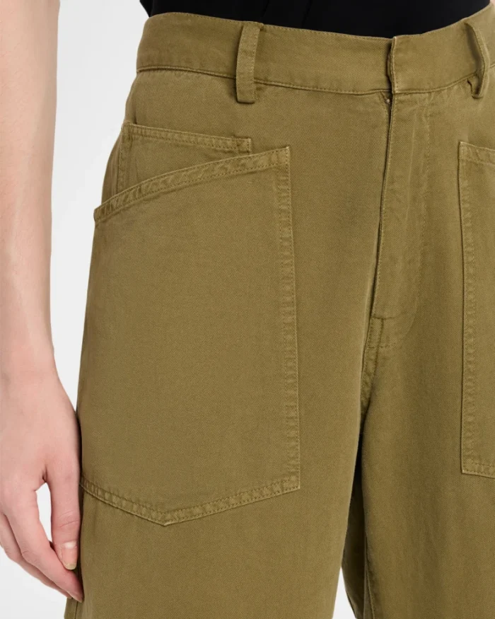 Shon Olive Green Barrel-Leg Ankle Pants - Image 5